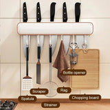 Moonval Wall-Mounted Knife Holder, Multifunction Kitchen Organizer Rack with Hooks for Utensils & Tools
