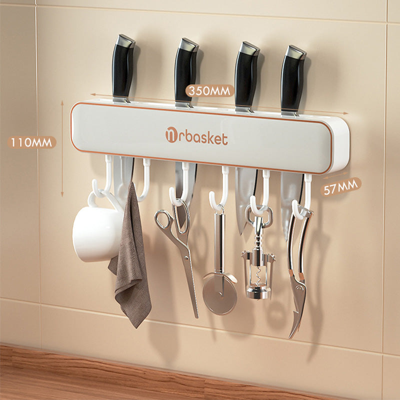 Moonval Wall-Mounted Knife Holder, Multifunction Kitchen Organizer Rack with Hooks for Utensils & Tools