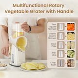 Moonval Rotary Vegetable Slicer, Multifunction Hand-Crank Vegetable Grater with Interchangeable Blades