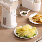 Moonval Rotary Vegetable Slicer, Multifunction Hand-Crank Vegetable Grater with Interchangeable Blades