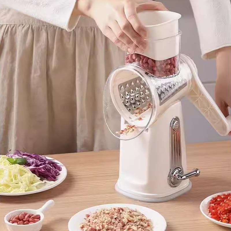 Moonval Rotary Vegetable Slicer, Multifunction Hand-Crank Vegetable Grater with Interchangeable Blades