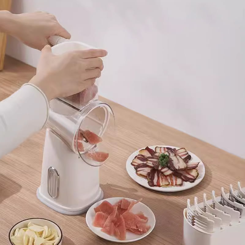 Moonval Rotary Vegetable Slicer, Multifunction Hand-Crank Vegetable Grater with Interchangeable Blades