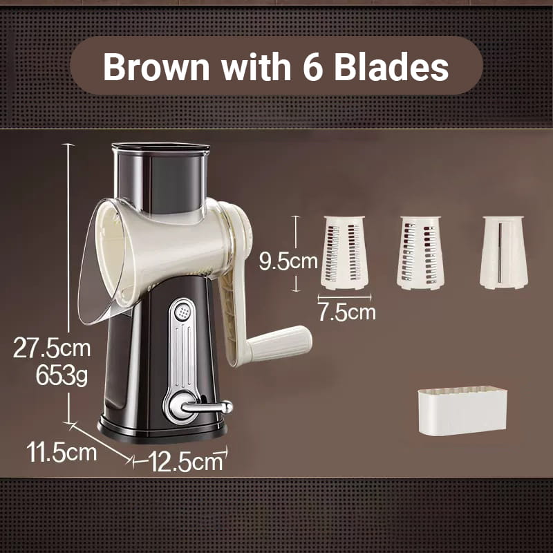 Moonval Rotary Vegetable Slicer, Multifunction Hand-Crank Vegetable Grater with Interchangeable Blades