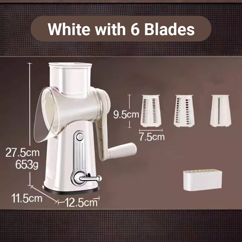 Moonval Rotary Vegetable Slicer, Multifunction Hand-Crank Vegetable Grater with Interchangeable Blades
