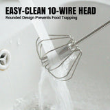 Moonval Semi-Automatic Egg Whisk, Stainless Steel Hand Mixer with Wooden Handle