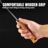 Moonval Semi-Automatic Egg Whisk, Stainless Steel Hand Mixer with Wooden Handle