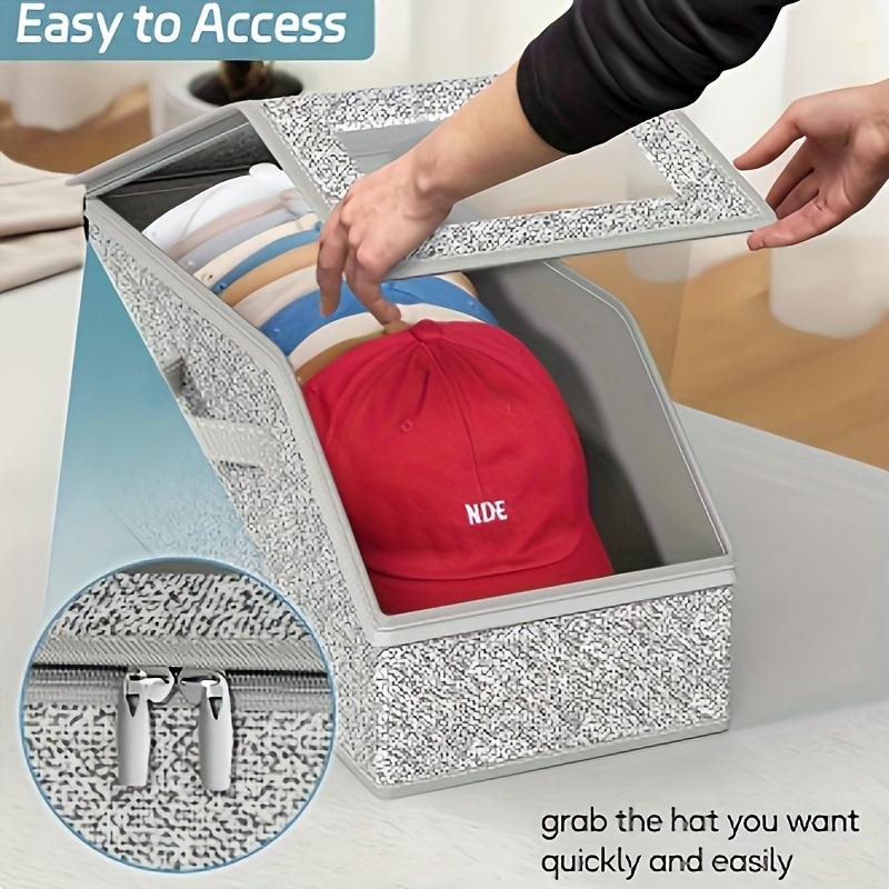 Moonval Stackable Baseball Cap Storage Boxes, Clear Dustproof Hat Organizer with Front Access