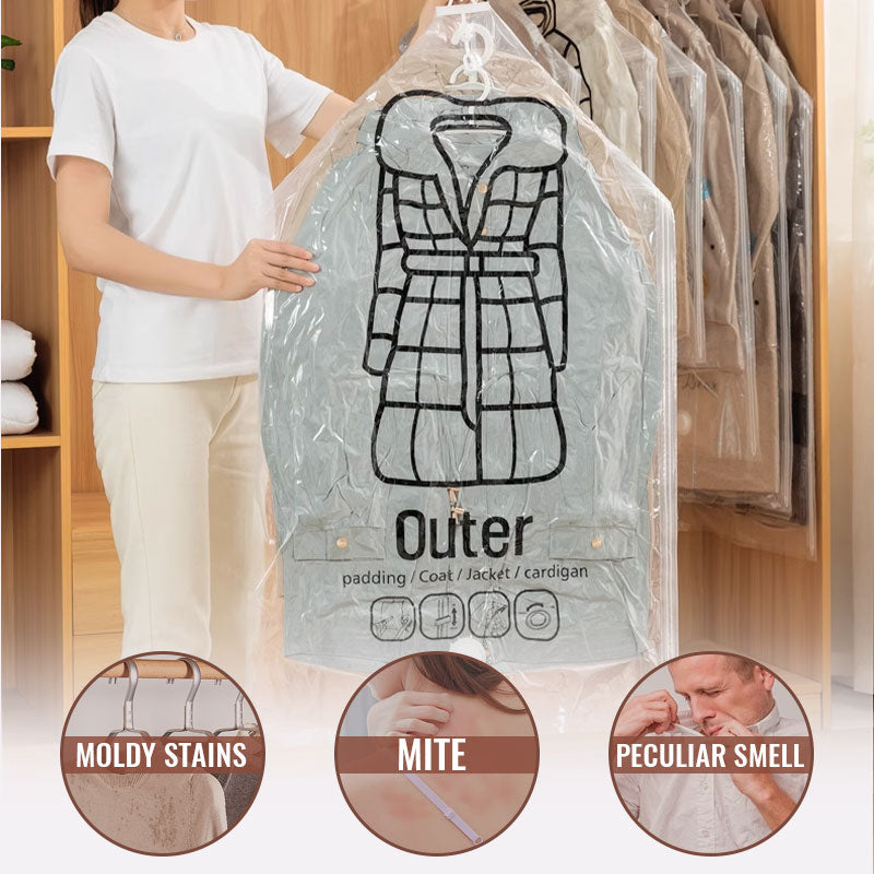 Moonval Hanging Vacuum Storage Bags, 5-Pack Space-Saver Garment Bags for Coats and Clothes
