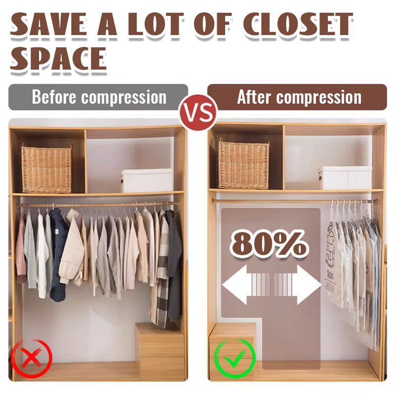 Moonval Hanging Vacuum Storage Bags, 5-Pack Space-Saver Garment Bags for Coats and Clothes