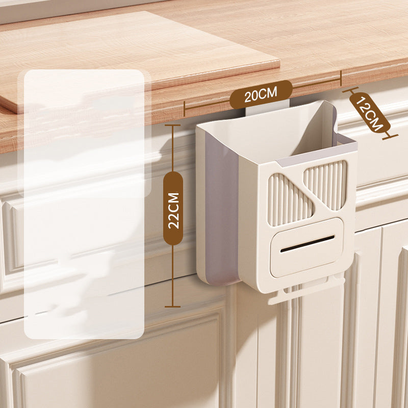 Moonval Foldable Hanging Trash Can, Leakproof Space-Saving Kitchen Waste Bin with Hanging Hook