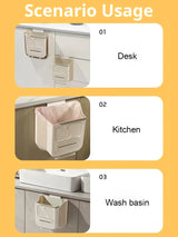 Moonval Foldable Hanging Trash Can, Leakproof Space-Saving Kitchen Waste Bin with Hanging Hook
