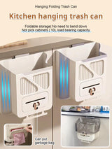 Moonval Foldable Hanging Trash Can, Leakproof Space-Saving Kitchen Waste Bin with Hanging Hook
