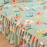 Moonval 3-Piece Ruffled Bed Skirt Set, Floral Printed Fitted Sheet & Pillowcase Set