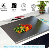 Moonval Stainless Steel Chopping Board, Double-Sided Countertop Cutting Board for Kitchen Food Prep