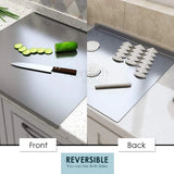 Moonval Stainless Steel Chopping Board, Double-Sided Countertop Cutting Board for Kitchen Food Prep