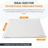 Moonval Stainless Steel Chopping Board, Double-Sided Countertop Cutting Board for Kitchen Food Prep