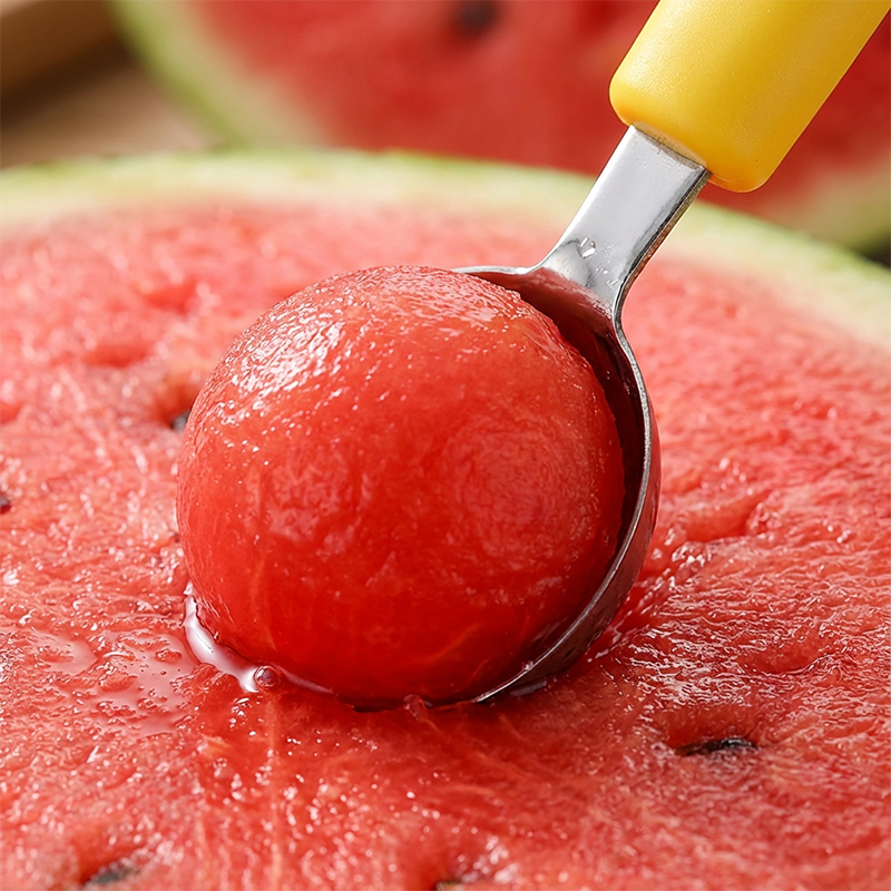 Moonval 3-in-1 Melon Ball Scoop Set, Multifunction Fruit Carving Knife & Scoop for Food Prep