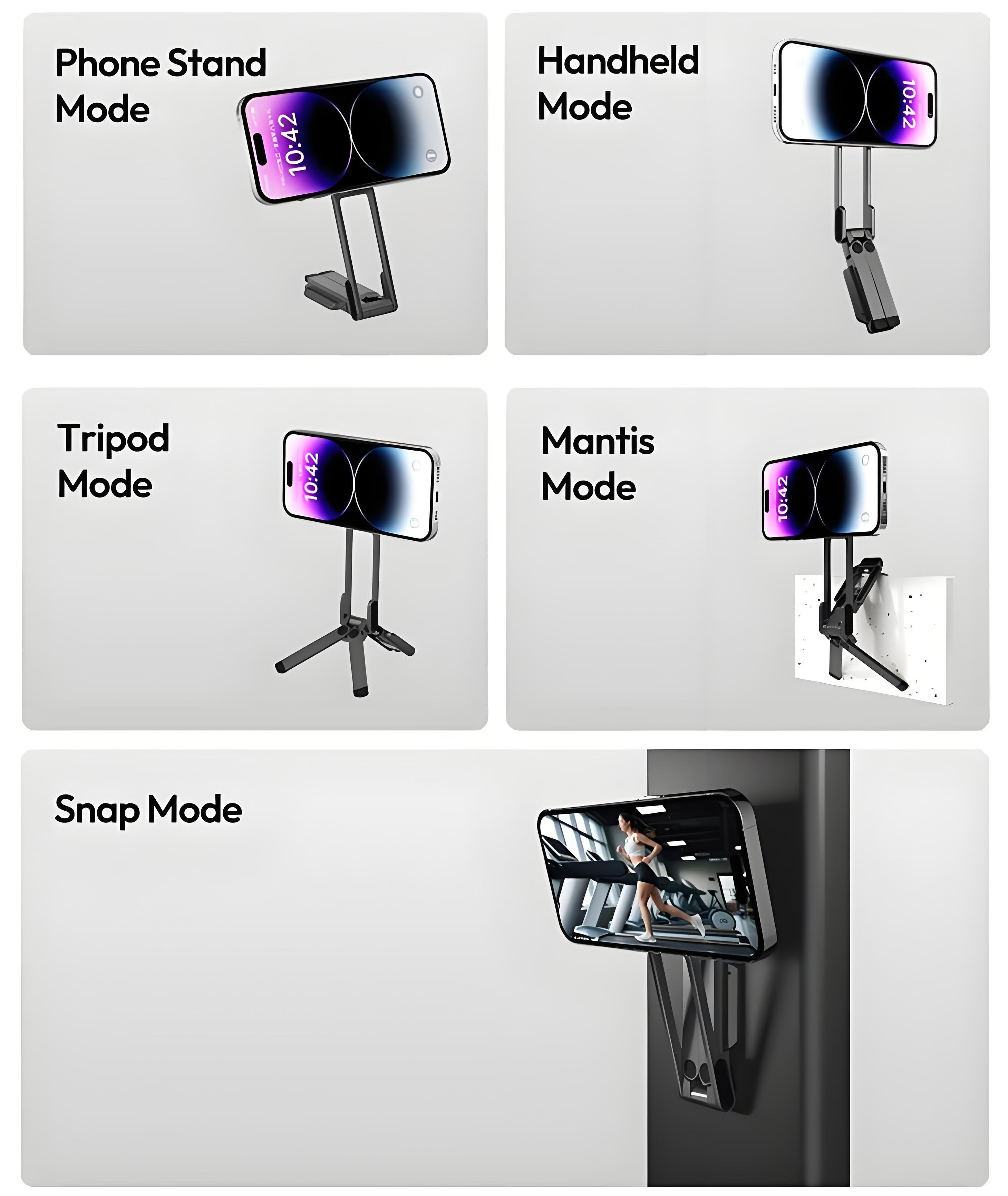 Moonval Magnetic Mini Tripod, 5-in-1 MagSafe Phone Stand with Foldable Hook & Arca Base
