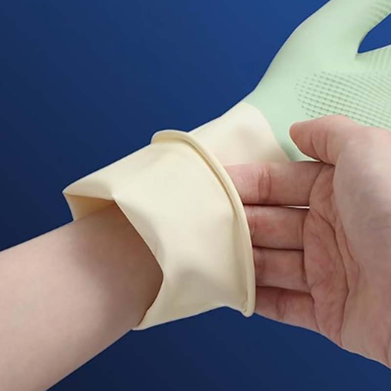 Moonval Reusable Non-Slip Cleaning Gloves, Waterproof Latex Dishwashing Kitchen Gloves