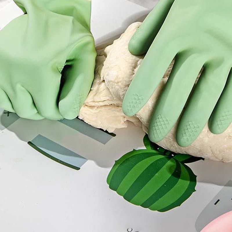 Moonval Reusable Non-Slip Cleaning Gloves, Waterproof Latex Dishwashing Kitchen Gloves