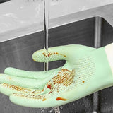 Moonval Reusable Non-Slip Cleaning Gloves, Waterproof Latex Dishwashing Kitchen Gloves