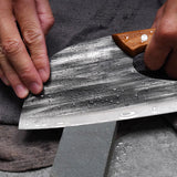 Moonval Stainless Steel Kitchen Cleaver, Ergonomic Rocking Knife with Finger Grip