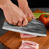 Moonval Stainless Steel Kitchen Cleaver, Ergonomic Rocking Knife with Finger Grip