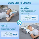 Moonval Memory Foam Neck Pillow, Ergonomic Contour Bed Pillow for Side & Back Sleepers