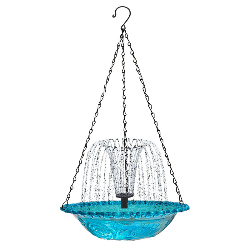 Moonval Hanging Bird Bath & Feeder, Outdoor Fountain Bowl with Suspension Chains
