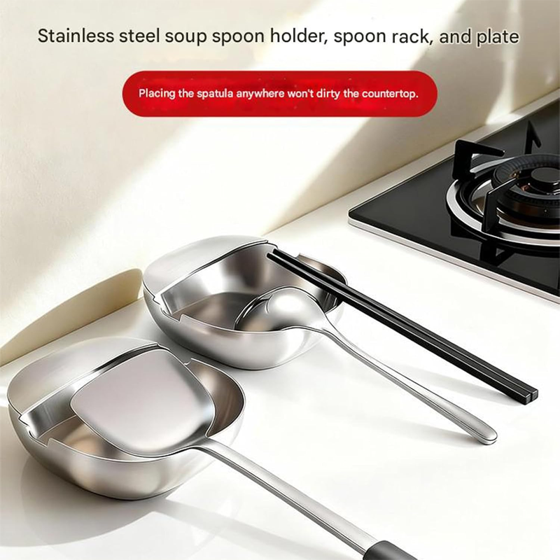 Moonval Stainless Steel Spoon Rest, U-Shaped Utensil Holder with Drip Tray