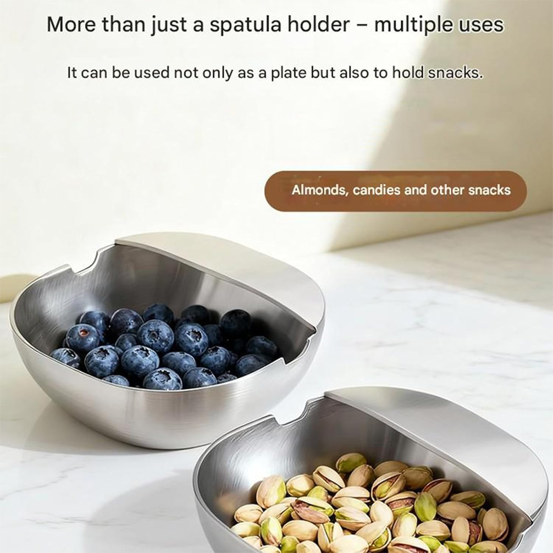 Moonval Stainless Steel Spoon Rest, U-Shaped Utensil Holder with Drip Tray