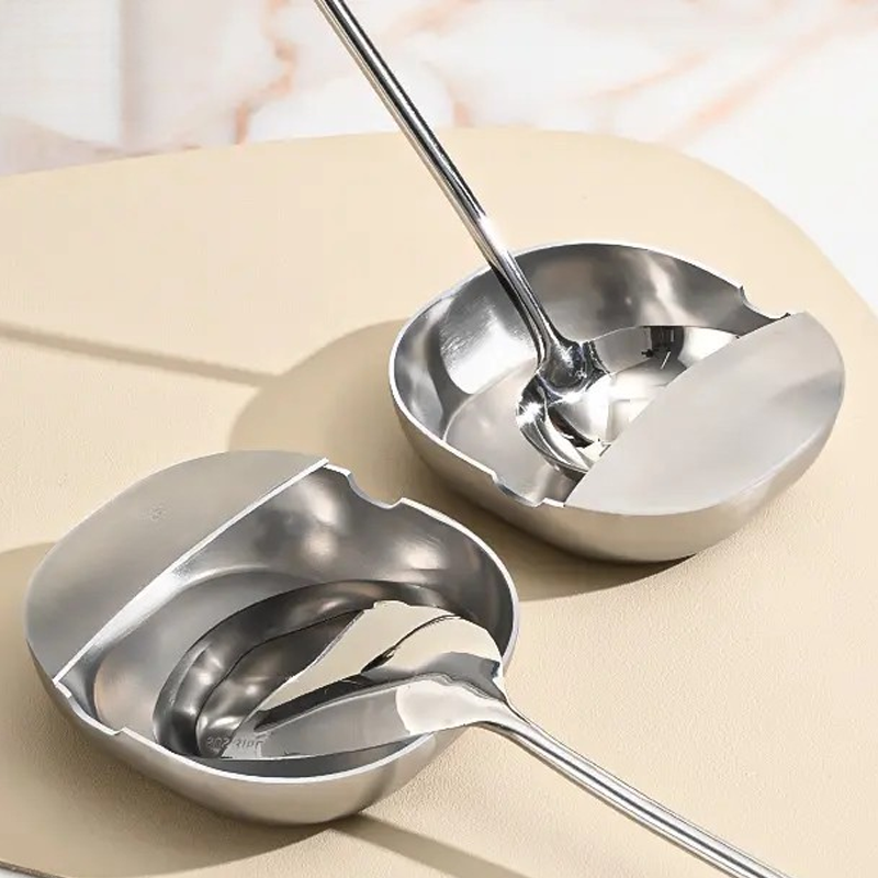 Moonval Stainless Steel Spoon Rest, U-Shaped Utensil Holder with Drip Tray