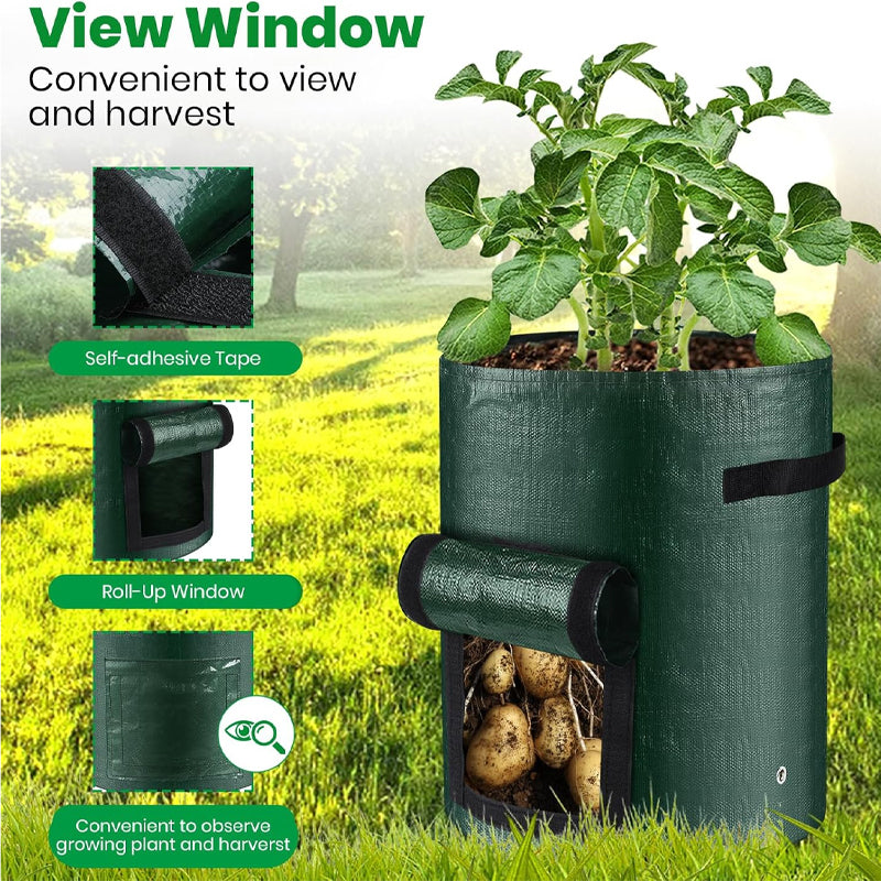 Moonval Potato Grow Bag, PE Planter with Roll-Up Harvest Window & Carry Handles