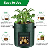 Moonval Potato Grow Bag, PE Planter with Roll-Up Harvest Window & Carry Handles
