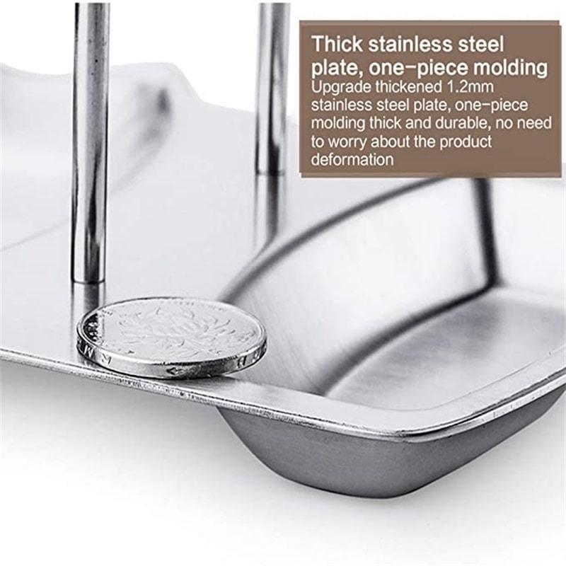 Moonval Stainless Steel Pot Lid Holder, Countertop Spoon Rest with Drip Tray