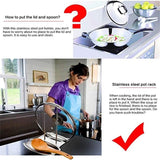 Moonval Stainless Steel Pot Lid Holder, Countertop Spoon Rest with Drip Tray