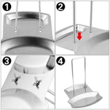 Moonval Stainless Steel Pot Lid Holder, Countertop Spoon Rest with Drip Tray