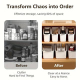 Moonval Large-Capacity Storage Bin, Slim Open-Front Organizer with Carry Handle