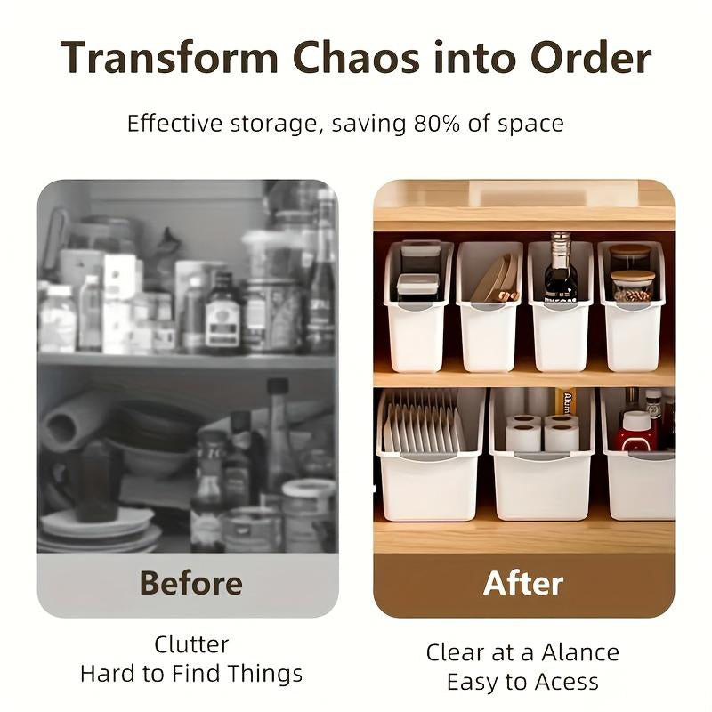 Moonval Large-Capacity Storage Bin, Slim Open-Front Organizer with Carry Handle