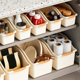 Moonval Large-Capacity Storage Bin, Slim Open-Front Organizer with Carry Handle
