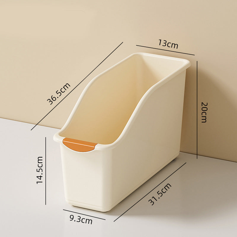 Moonval Large-Capacity Storage Bin, Slim Open-Front Organizer with Carry Handle