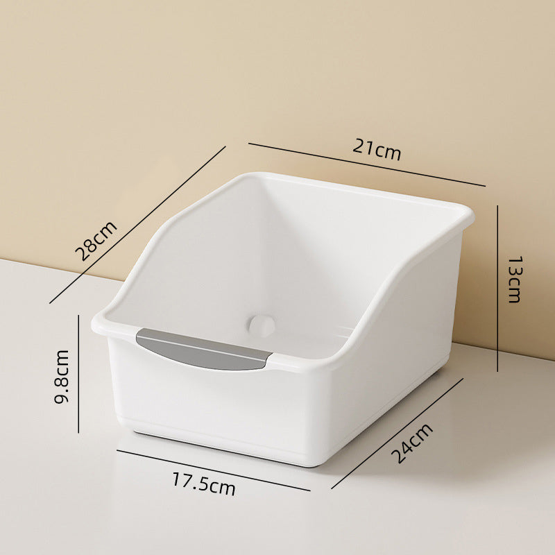 Moonval Large-Capacity Storage Bin, Slim Open-Front Organizer with Carry Handle