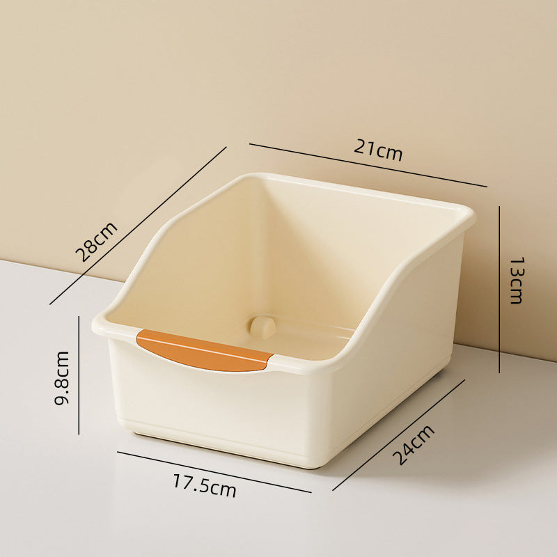 Moonval Large-Capacity Storage Bin, Slim Open-Front Organizer with Carry Handle