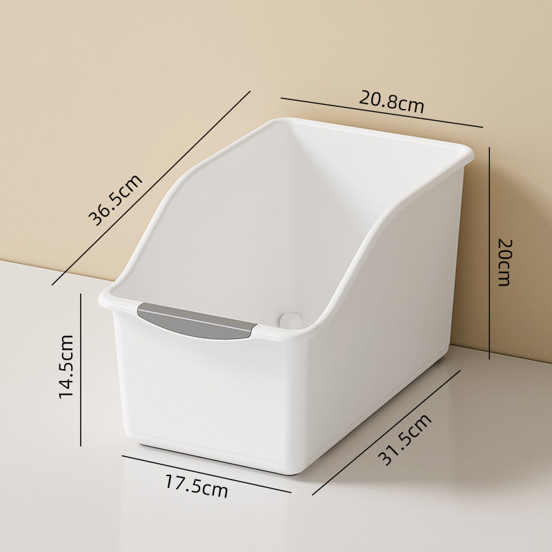 Moonval Large-Capacity Storage Bin, Slim Open-Front Organizer with Carry Handle