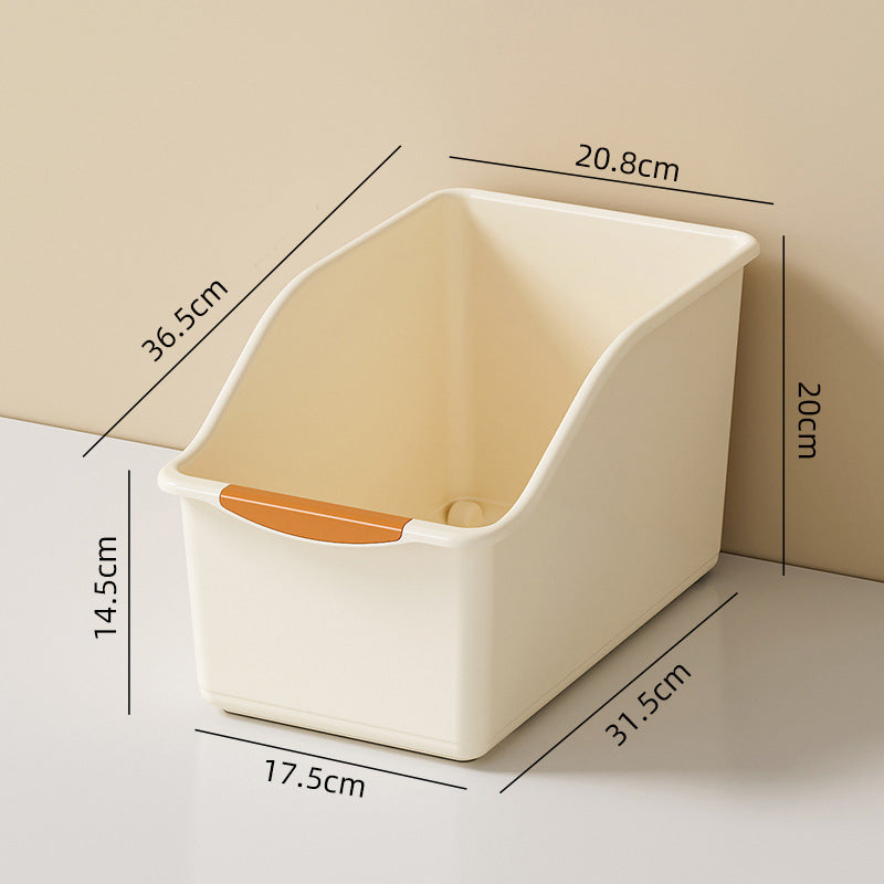 Moonval Large-Capacity Storage Bin, Slim Open-Front Organizer with Carry Handle