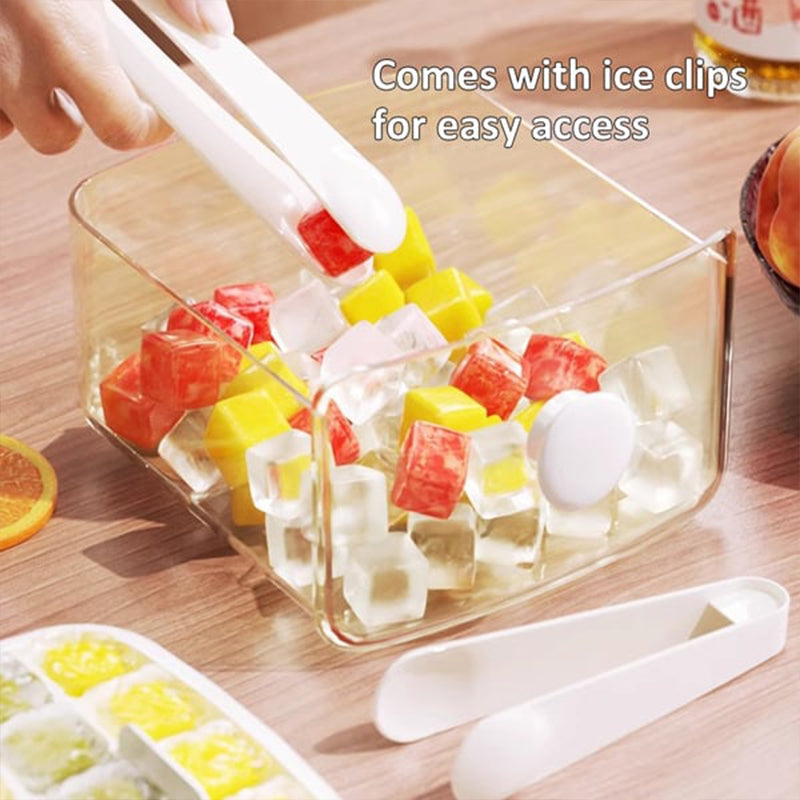 Moonval 2-Layer Ice Cube Tray, Stackable Ice Maker with Storage Bin & Scoop