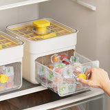 Moonval Ice Cube Maker Box, Press-to-Release Ice Tray with Storage Bin & Scoop