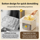 Moonval Ice Cube Maker Box, Press-to-Release Ice Tray with Storage Bin & Scoop