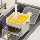 Moonval Ice Cube Maker Box, Press-to-Release Ice Tray with Storage Bin & Scoop