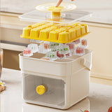 Moonval Ice Cube Maker Box, Press-to-Release Ice Tray with Storage Bin & Scoop